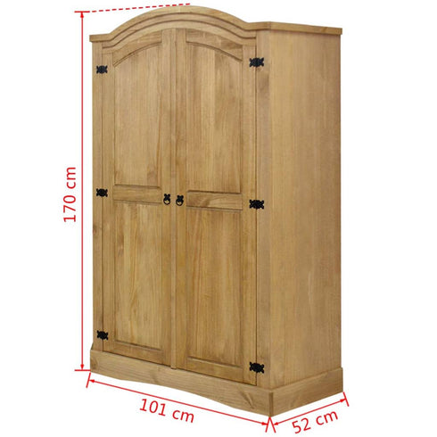 Maison Madeleine -  Wardrobe Mexican Pine Corona Range 2 Doors